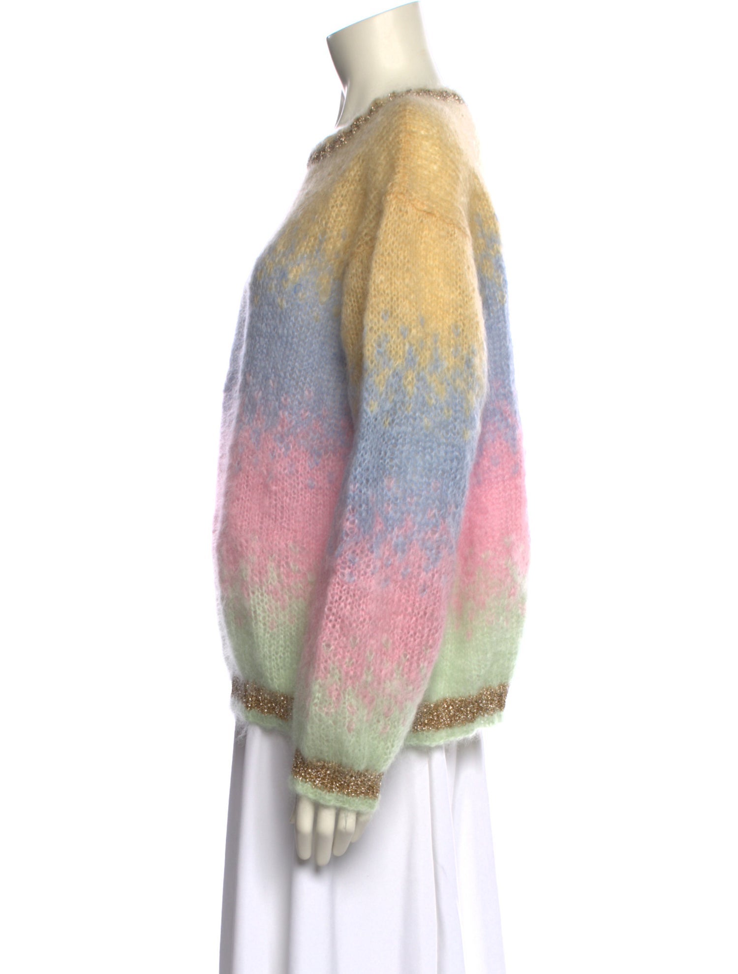 Rose Carmine Kid Mohair Striped Sweater