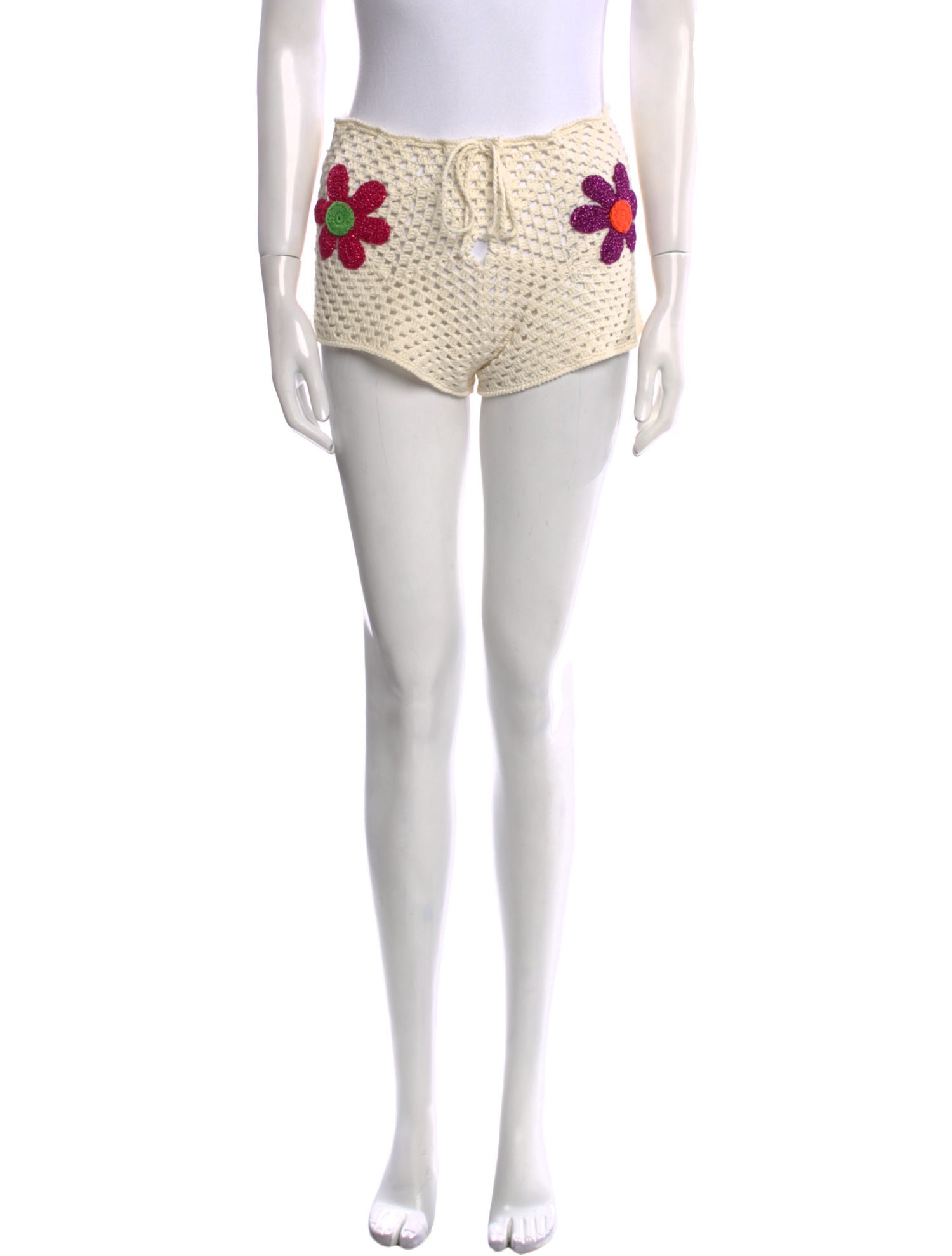 Rose Carmine Floral Print Mini Shorts