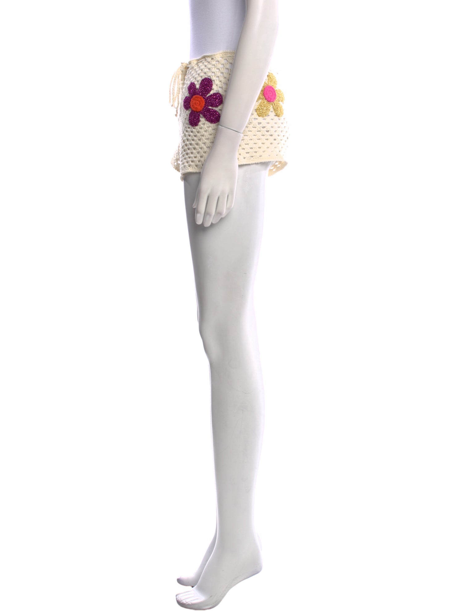 Rose Carmine Floral Print Mini Shorts