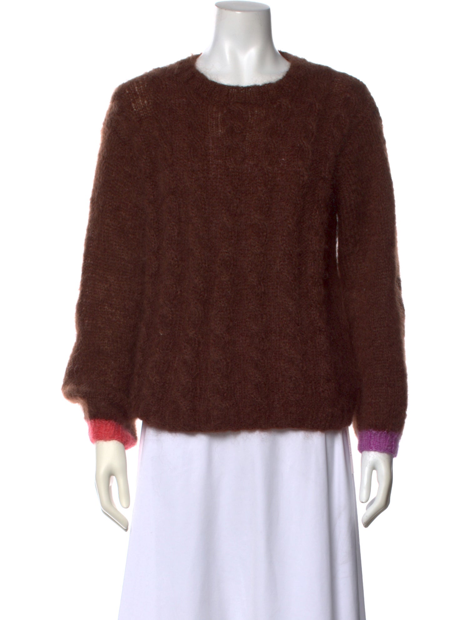 Rose Carmine Mohair Crew Neck Sweater