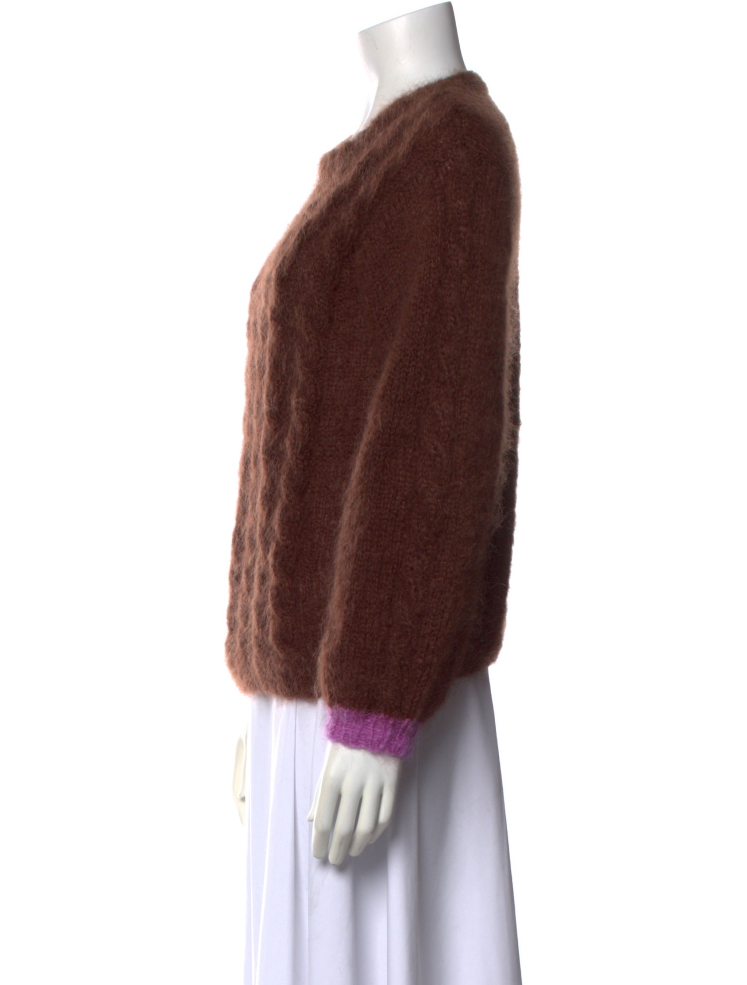 Rose Carmine Mohair Crew Neck Sweater