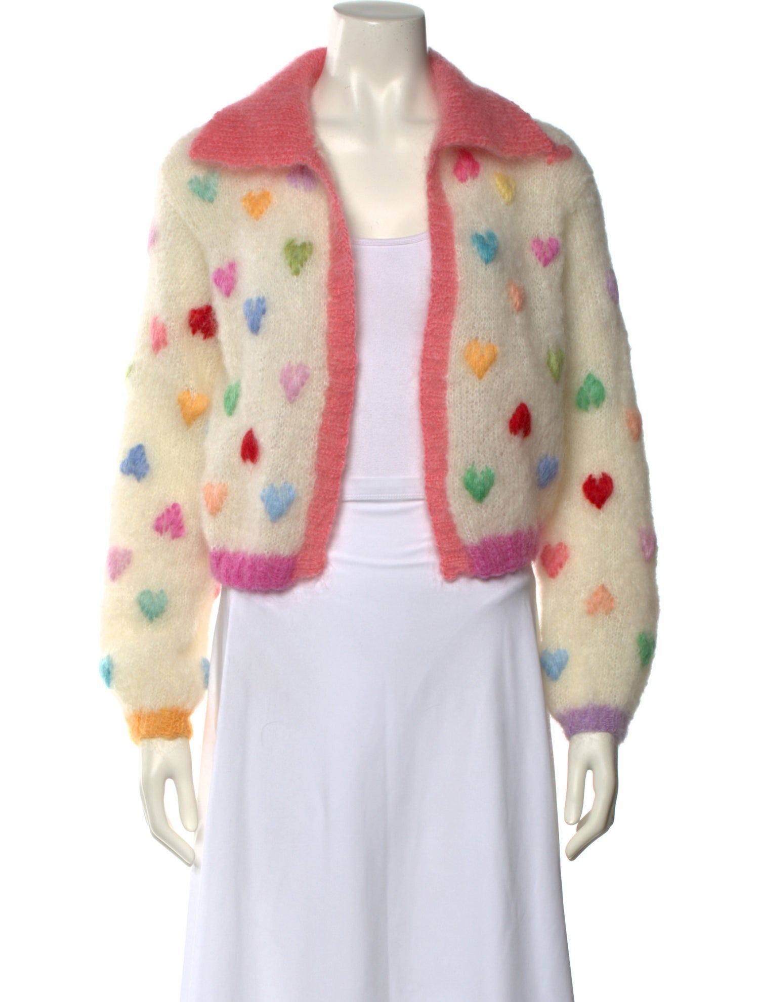 Rose Carmine Kid Mohair Printed Sweater