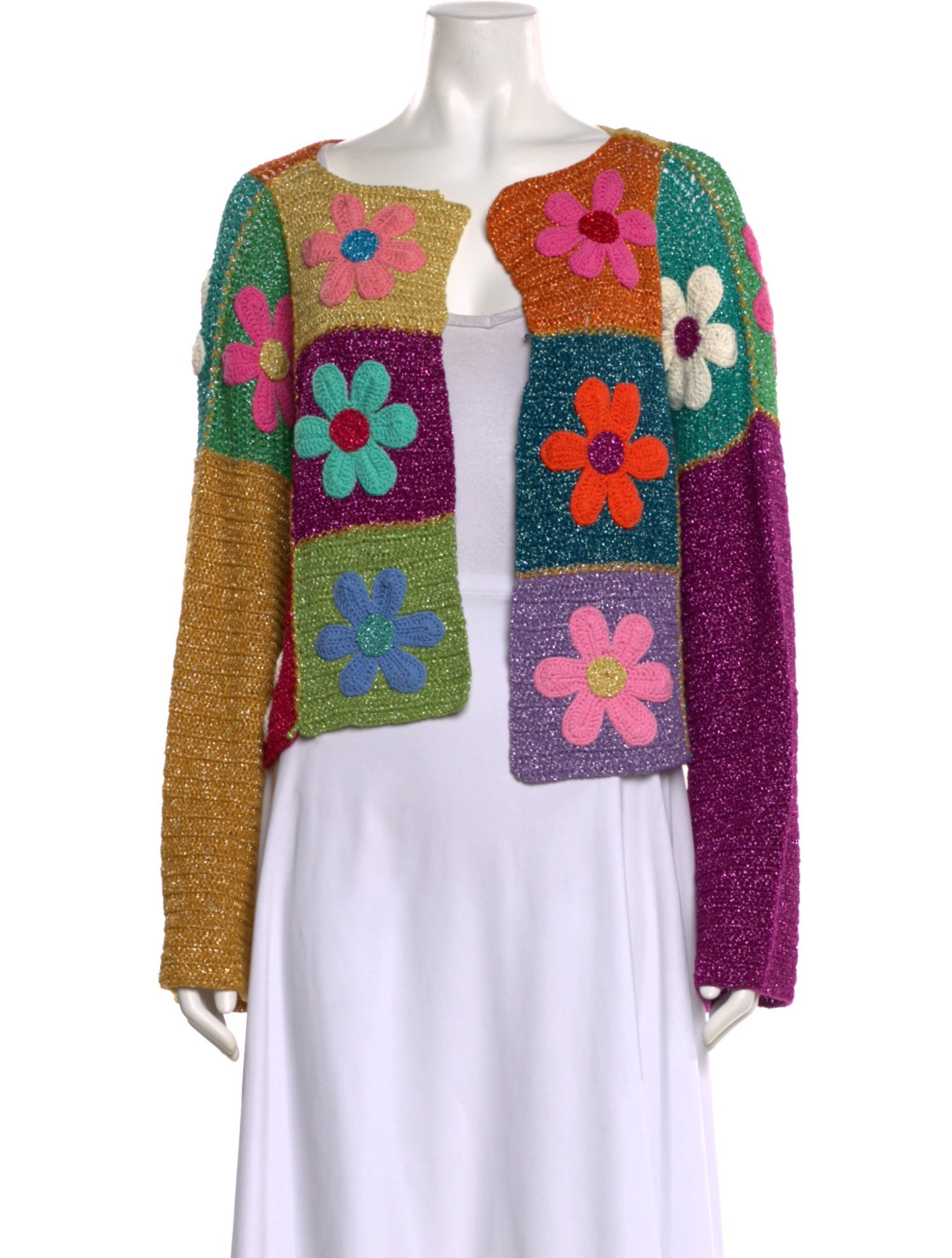 Rose Carmine Floral Print V-Neck Sweater