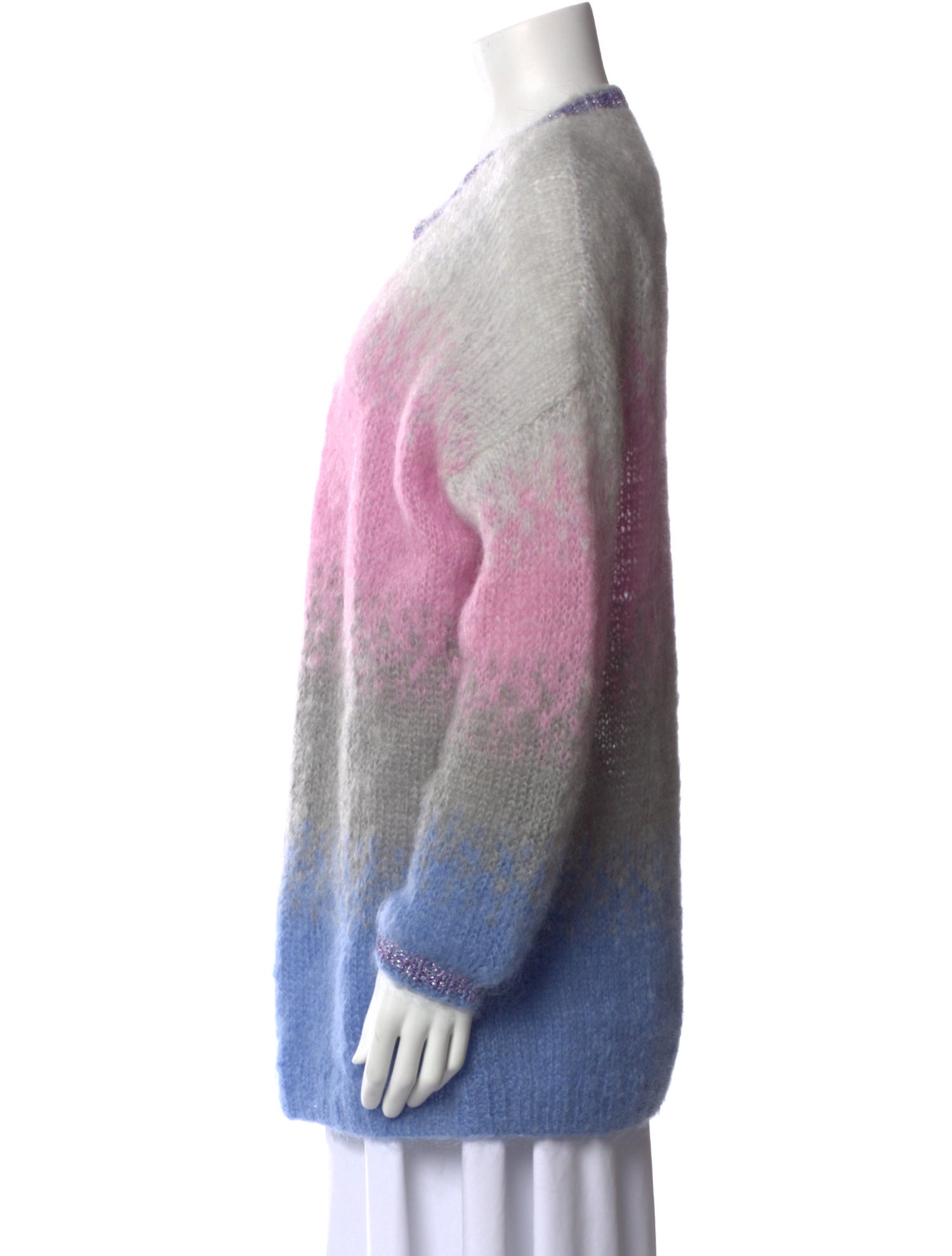 Rose Carmine Mohair Tie-Dye Print Sweater