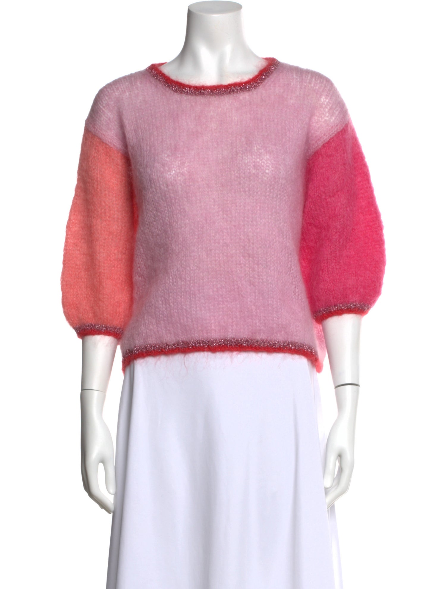 Rose Carmine Kid Mohair Scoop Neck Sweater