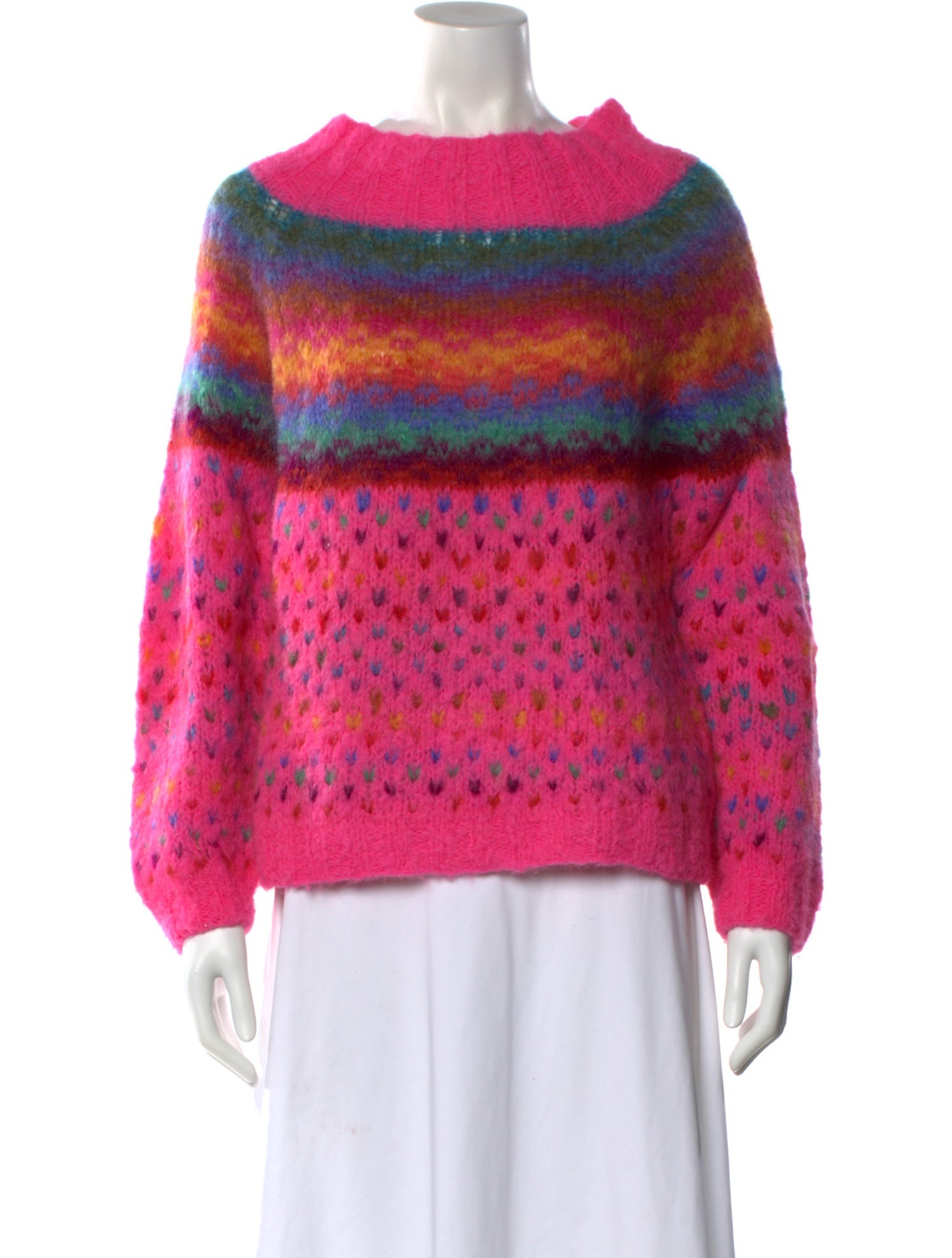 Rose Carmine Alpaca Striped Sweater