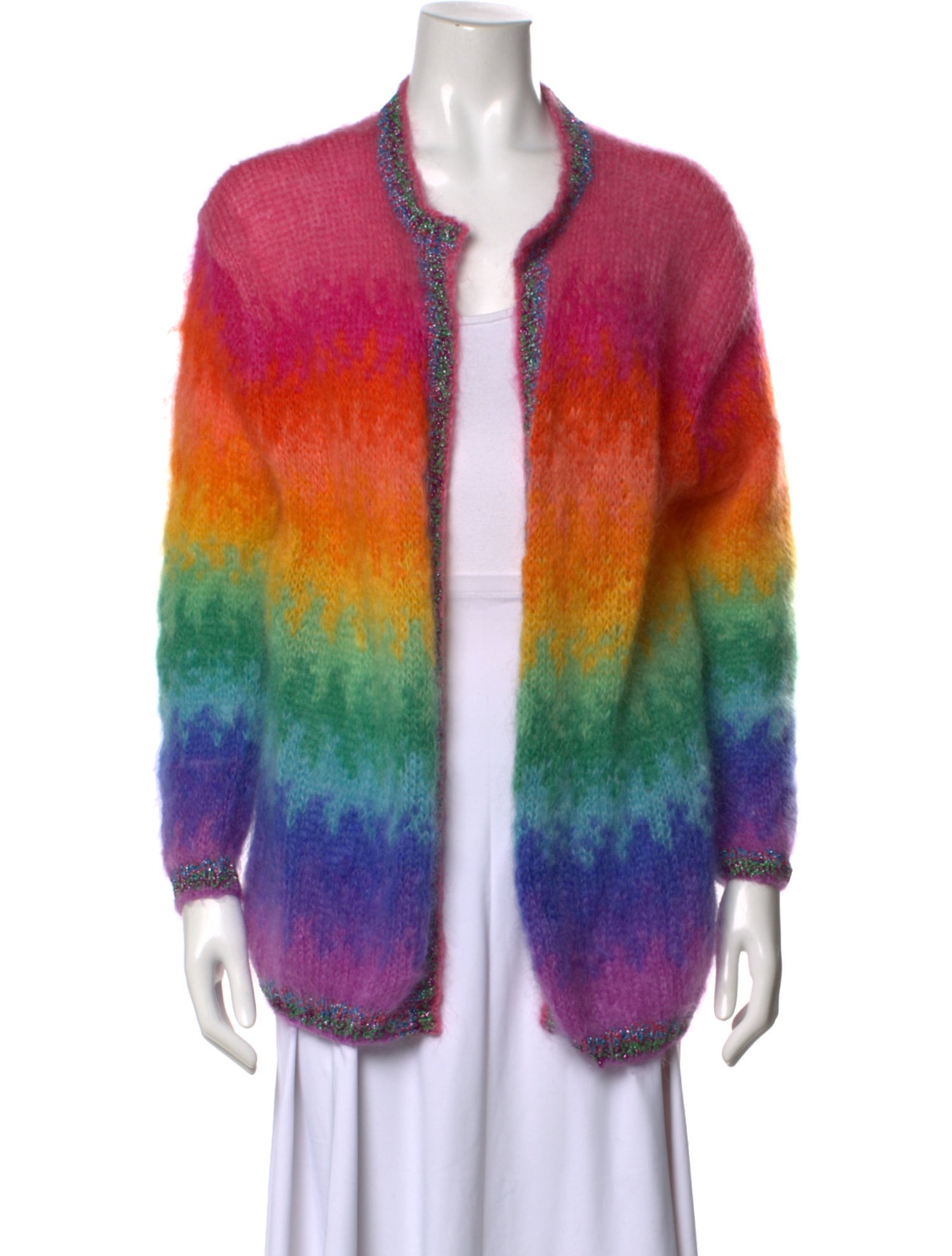 Rose Carmine Mohair Striped Sweater