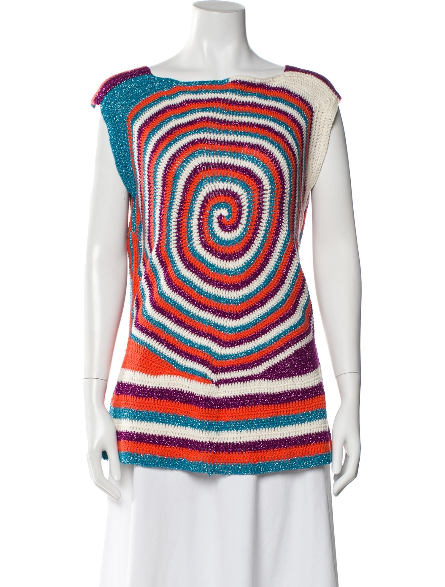 Rose Carmine Striped Bateau Neckline Sweater