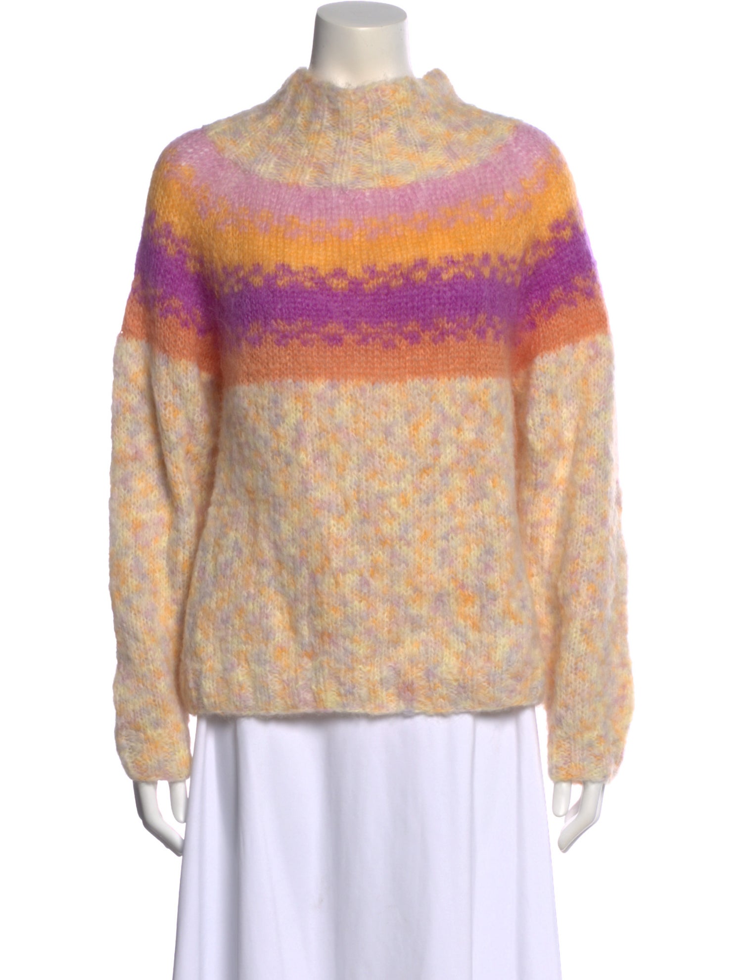 Rose Carmine Alpaca Striped Sweater