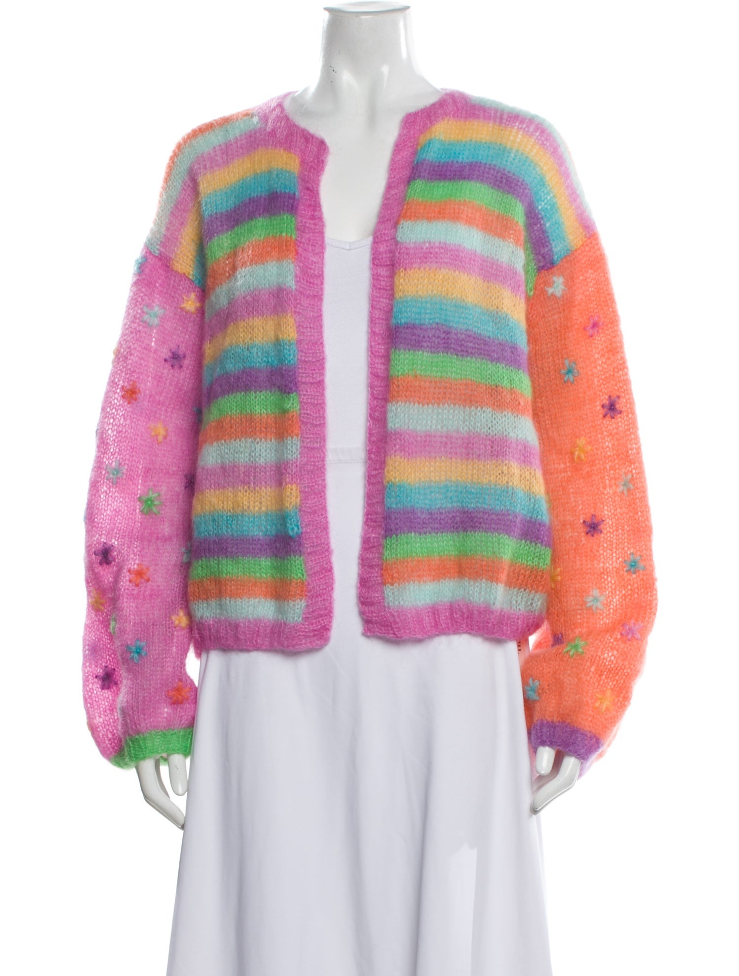 Rose Carmine Kid Mohair Striped Sweater