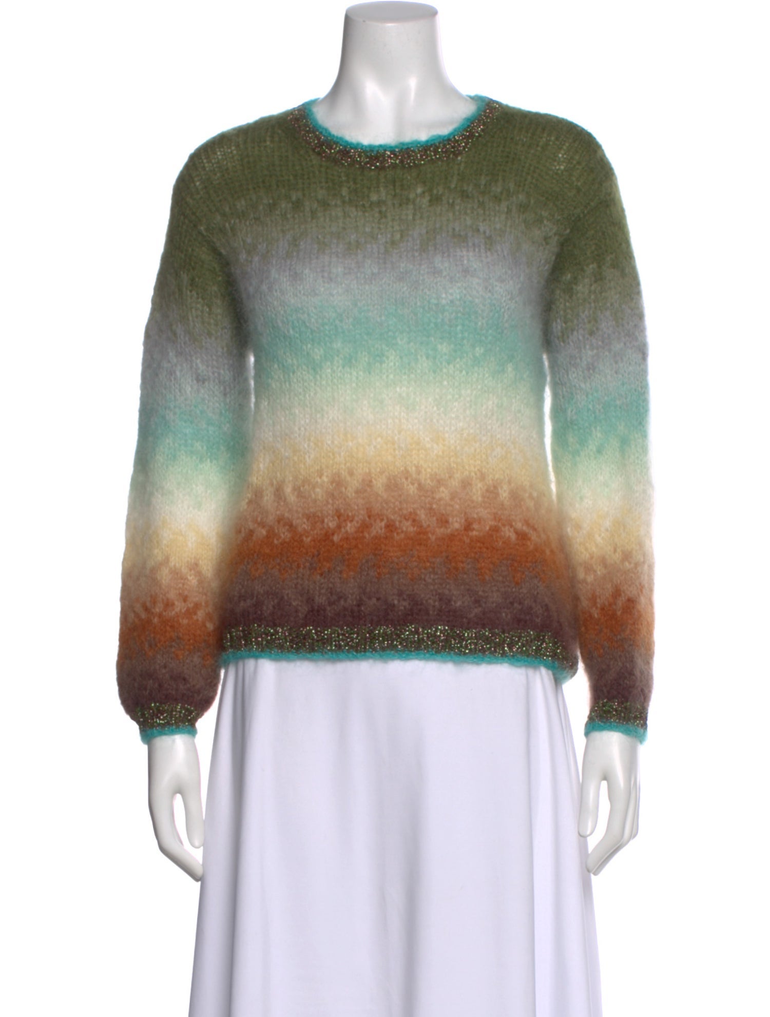 Rose Carmine Kid Mohair Striped Sweater