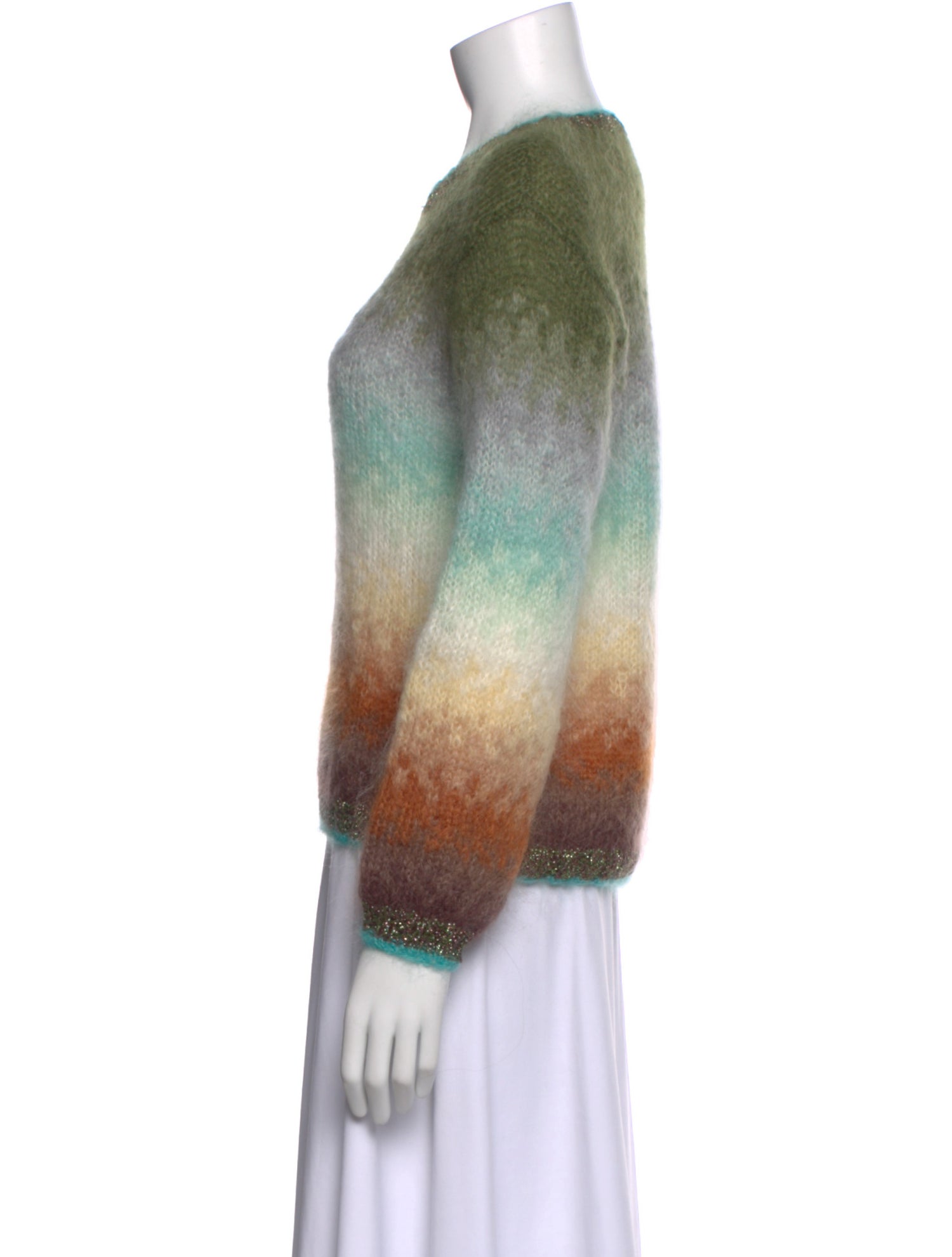 Rose Carmine Kid Mohair Striped Sweater