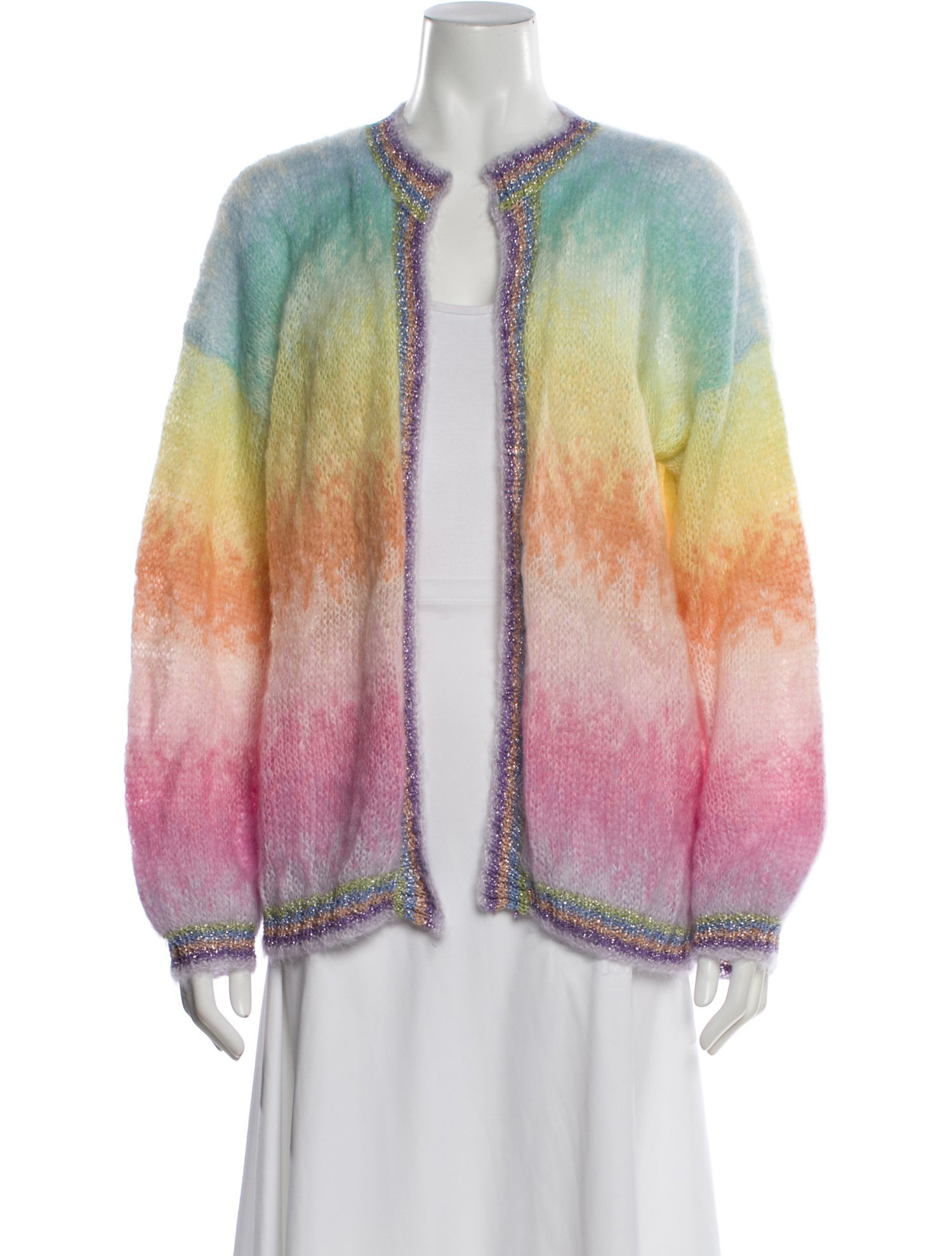 Rose Carmine Mohair Striped Sweater