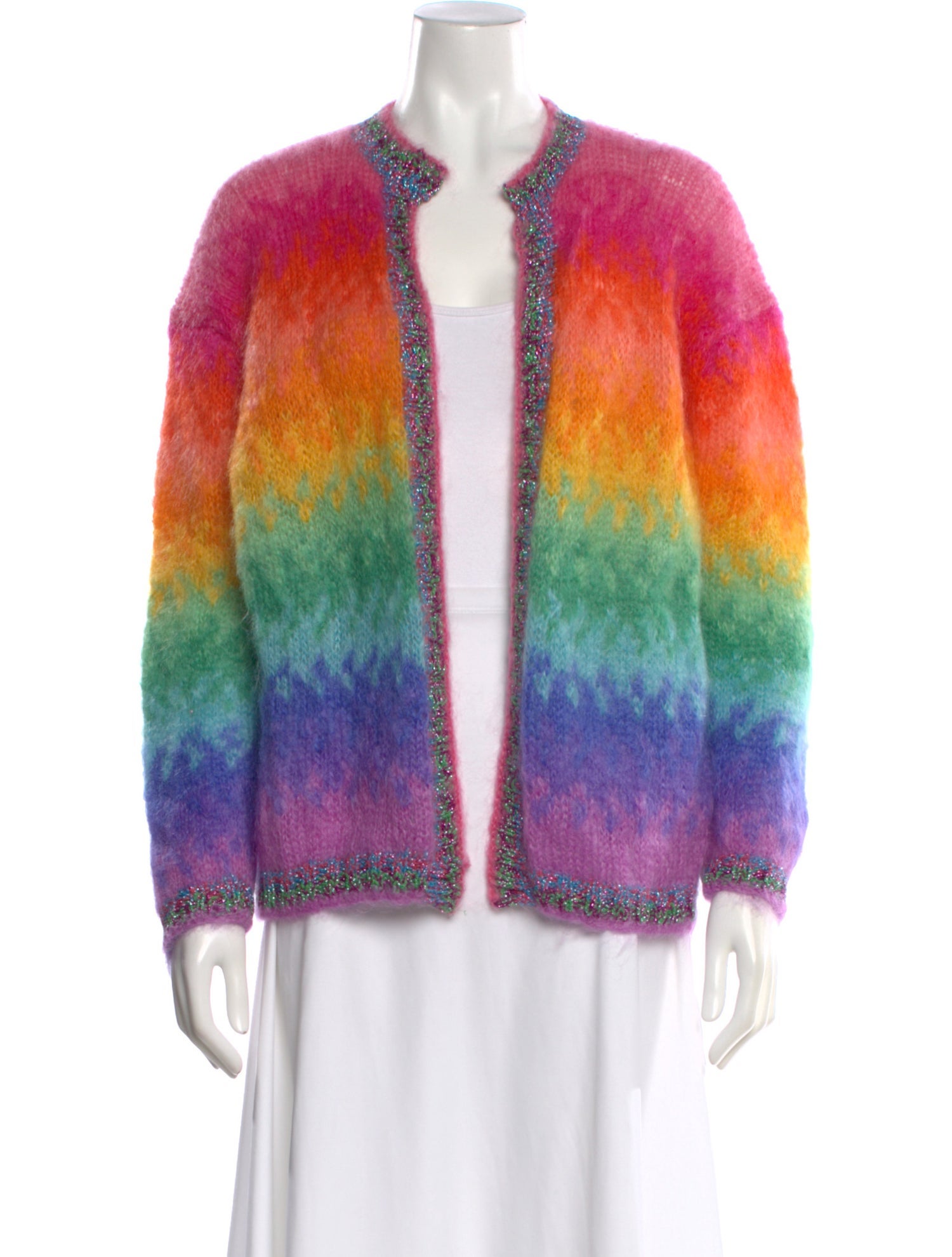 Rose Carmine Mohair Striped Sweater