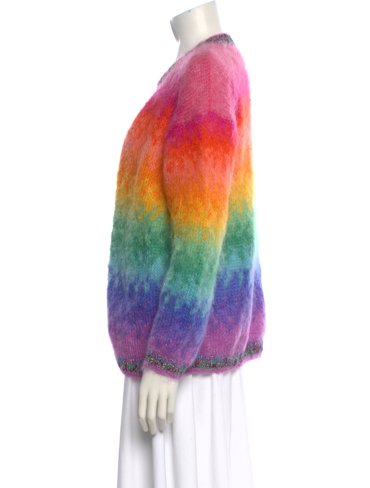 Rose Carmine Mohair Striped Sweater