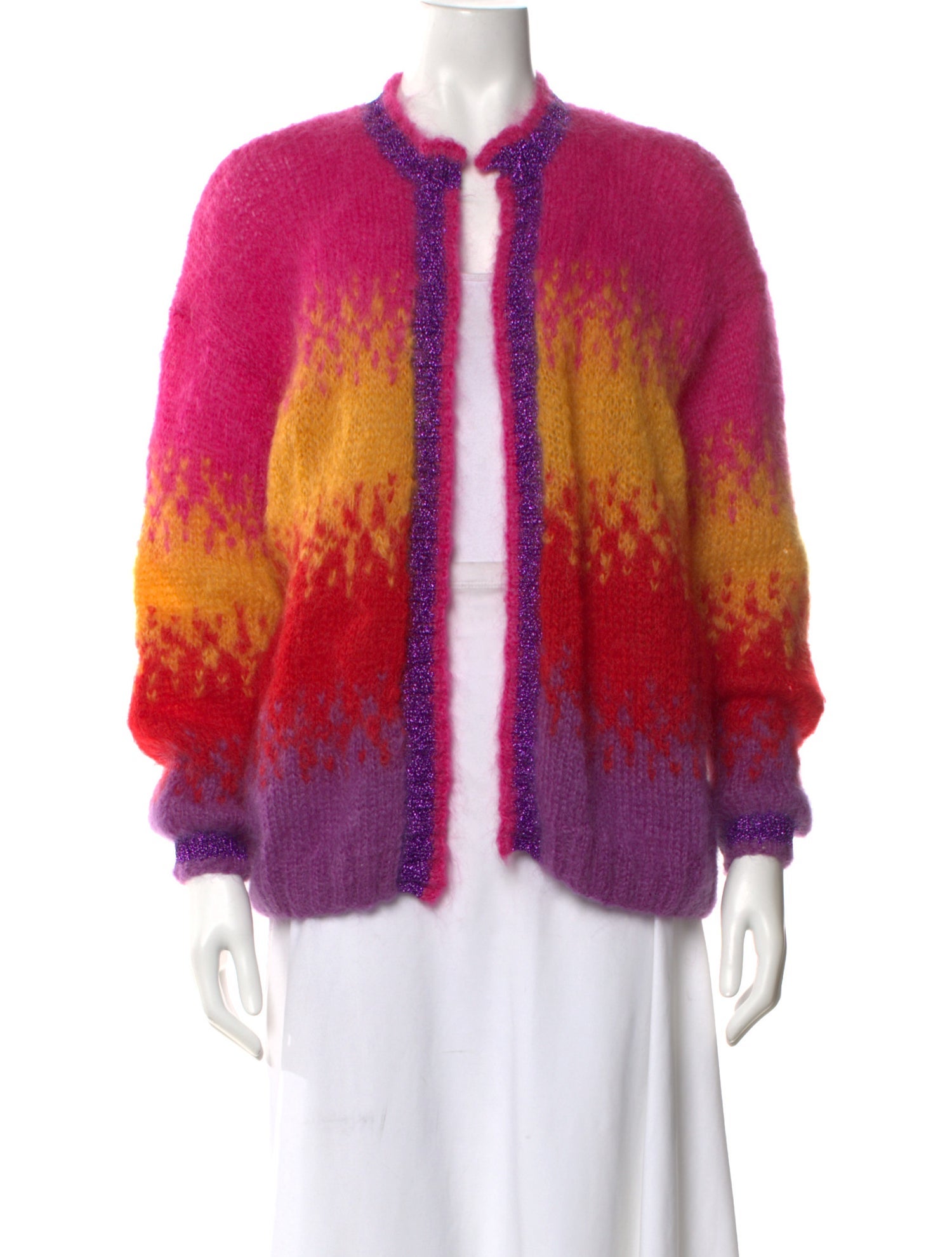 Rose Carmine Mohair Printed Sweater