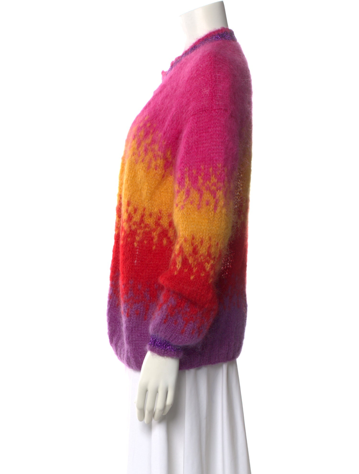 Rose Carmine Mohair Printed Sweater