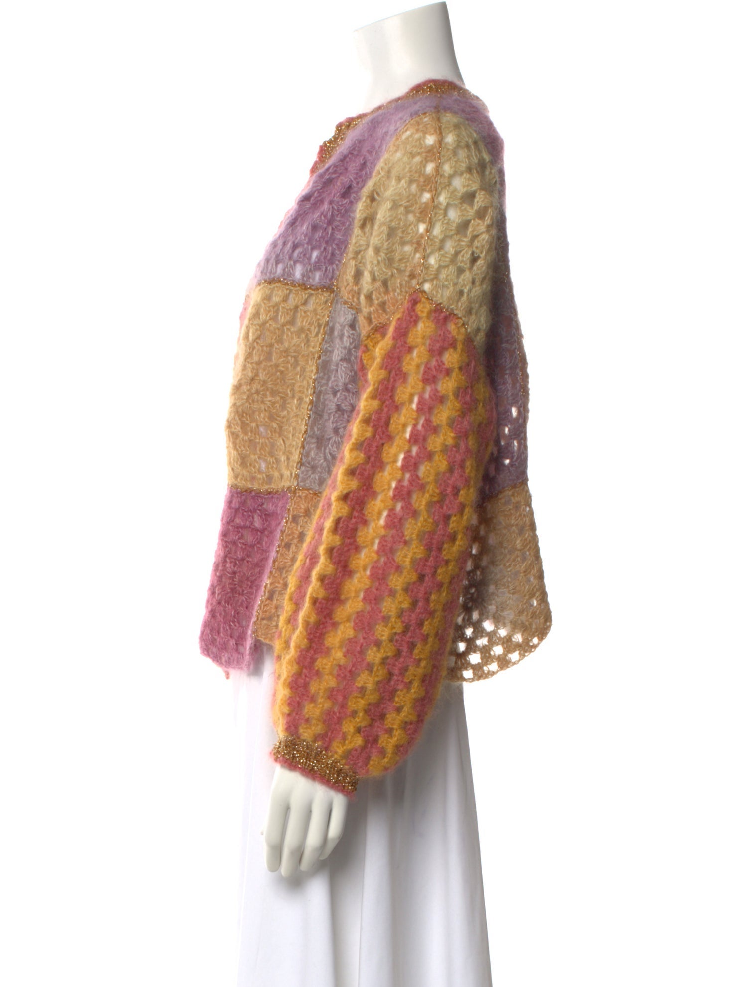 Rose Carmine Kid Mohair Printed Sweater