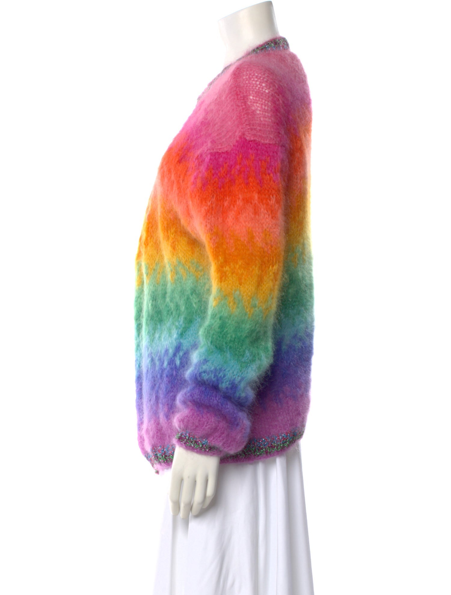 Rose Carmine Mohair Striped Sweater