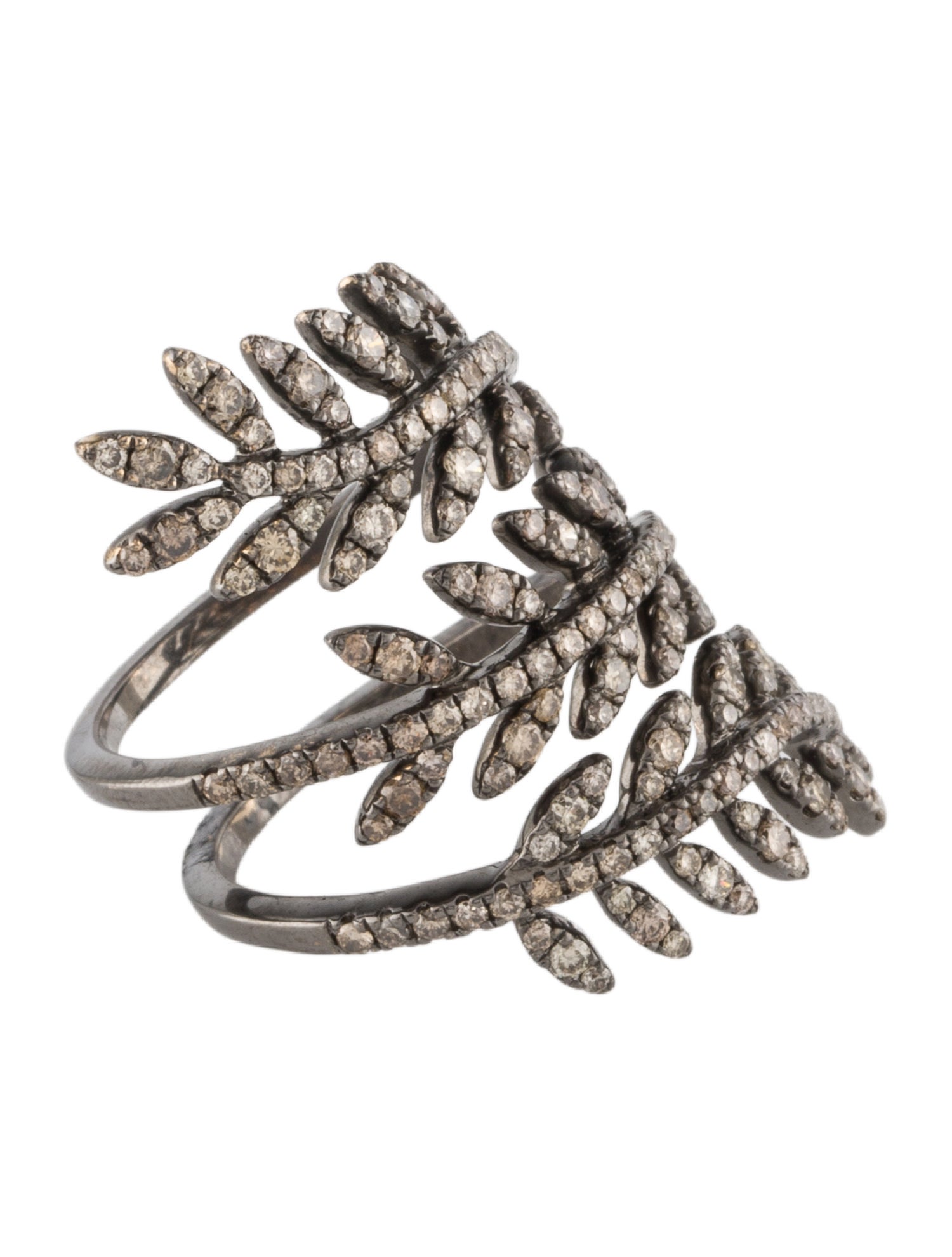 Rosa De La Cruz 18K Diamond Leaf Cocktail Ring