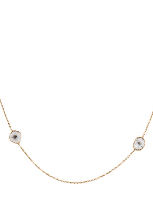 Roseark 18K Diamond Sliced Stone Station Necklace