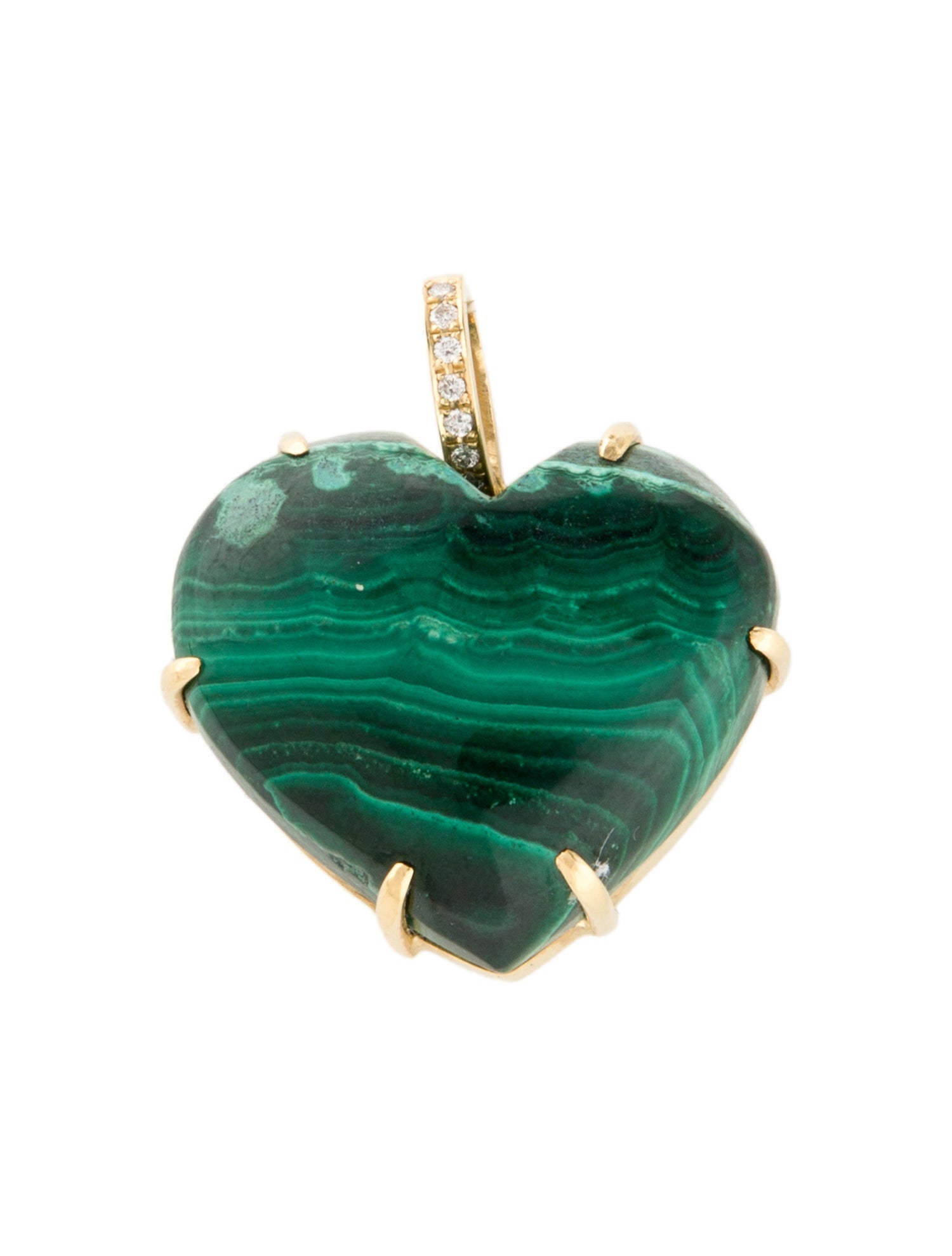 Roseark 18K Malachite & Diamond Heart Pendant