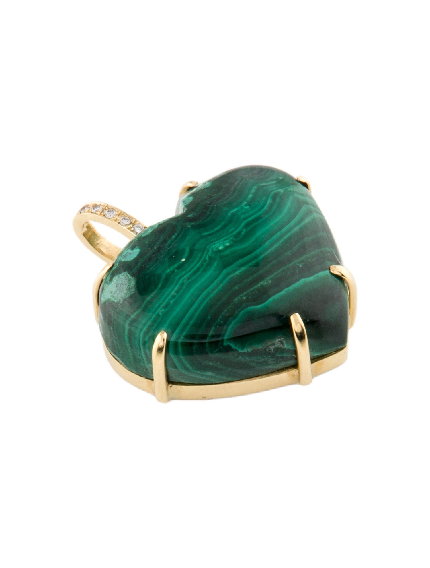 Roseark 18K Malachite & Diamond Heart Pendant