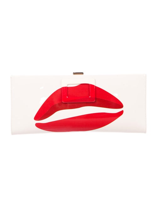 Roger Vivier Patent Kiss Pilgrim Clutch Gold
