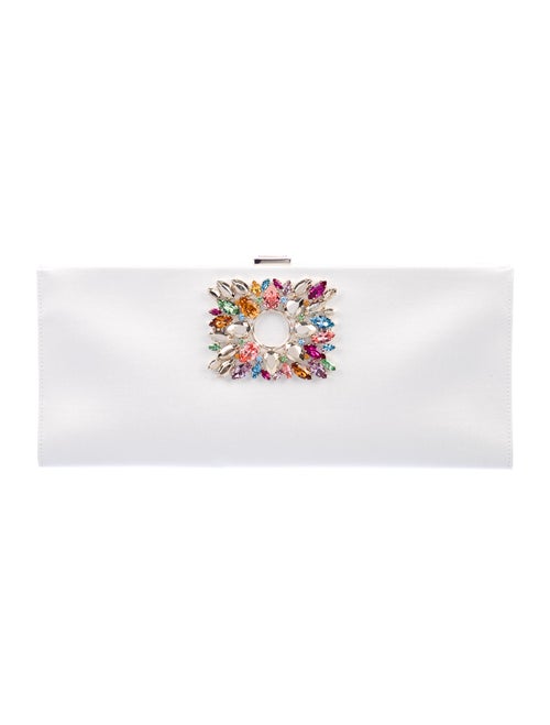 Roger Vivier Crystal-Embellished Pilgrim Clutch Wh