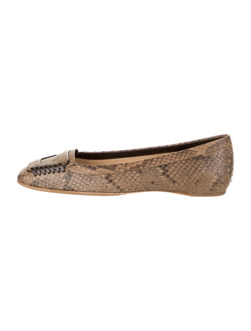 Roger Vivier Leather Animal Print Ballet Flats