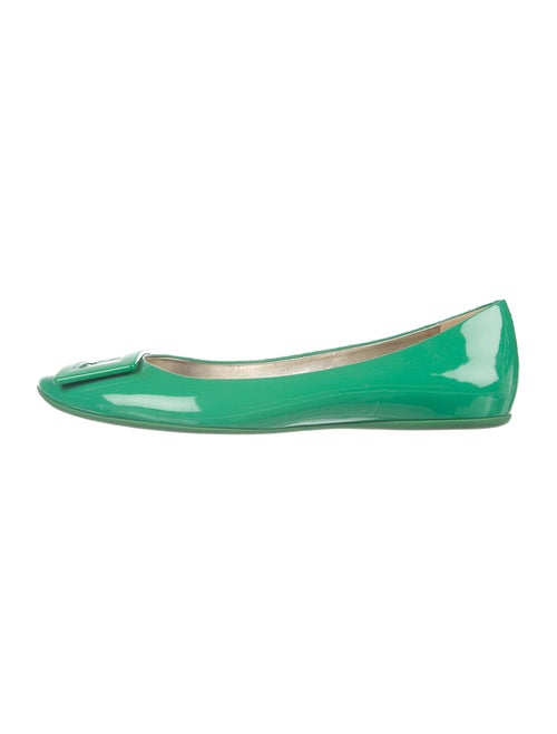 Roger Vivier Patent Leather Ballet Flats Green