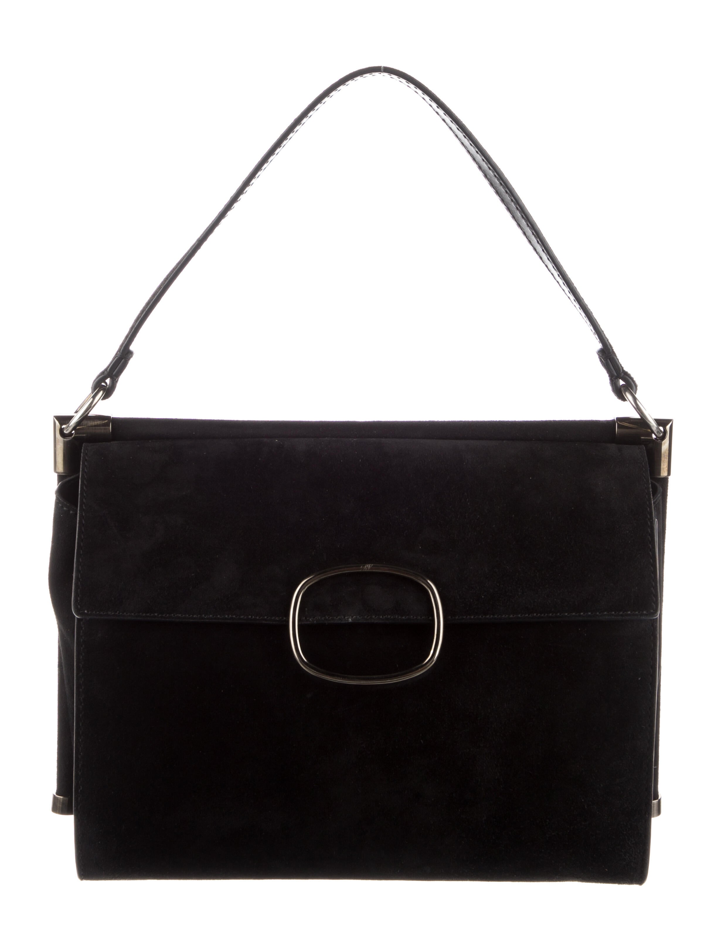 Roger Vivier Suede & Leather Shoulder Bag Black Shoulder Bags