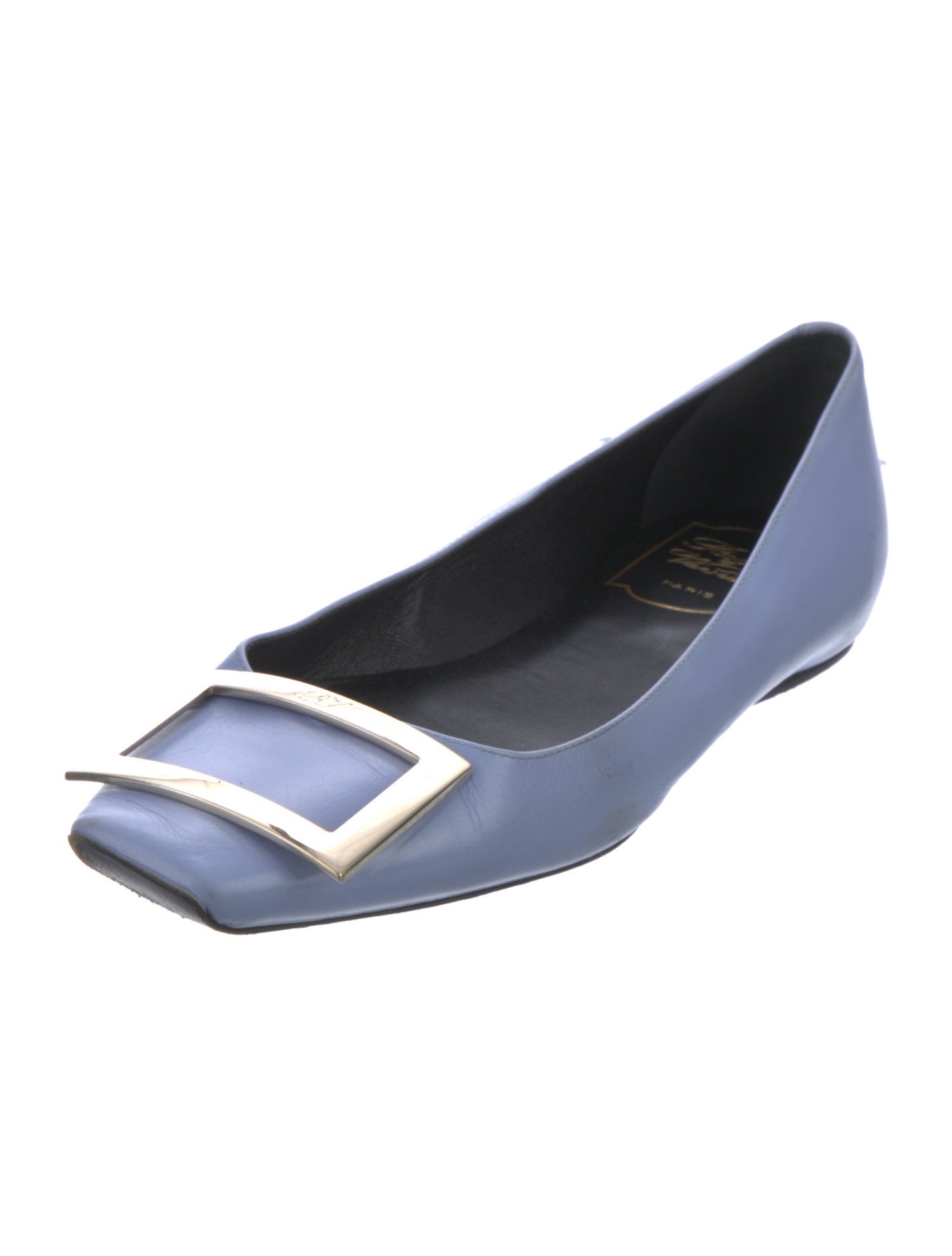 roger vivier silver flats