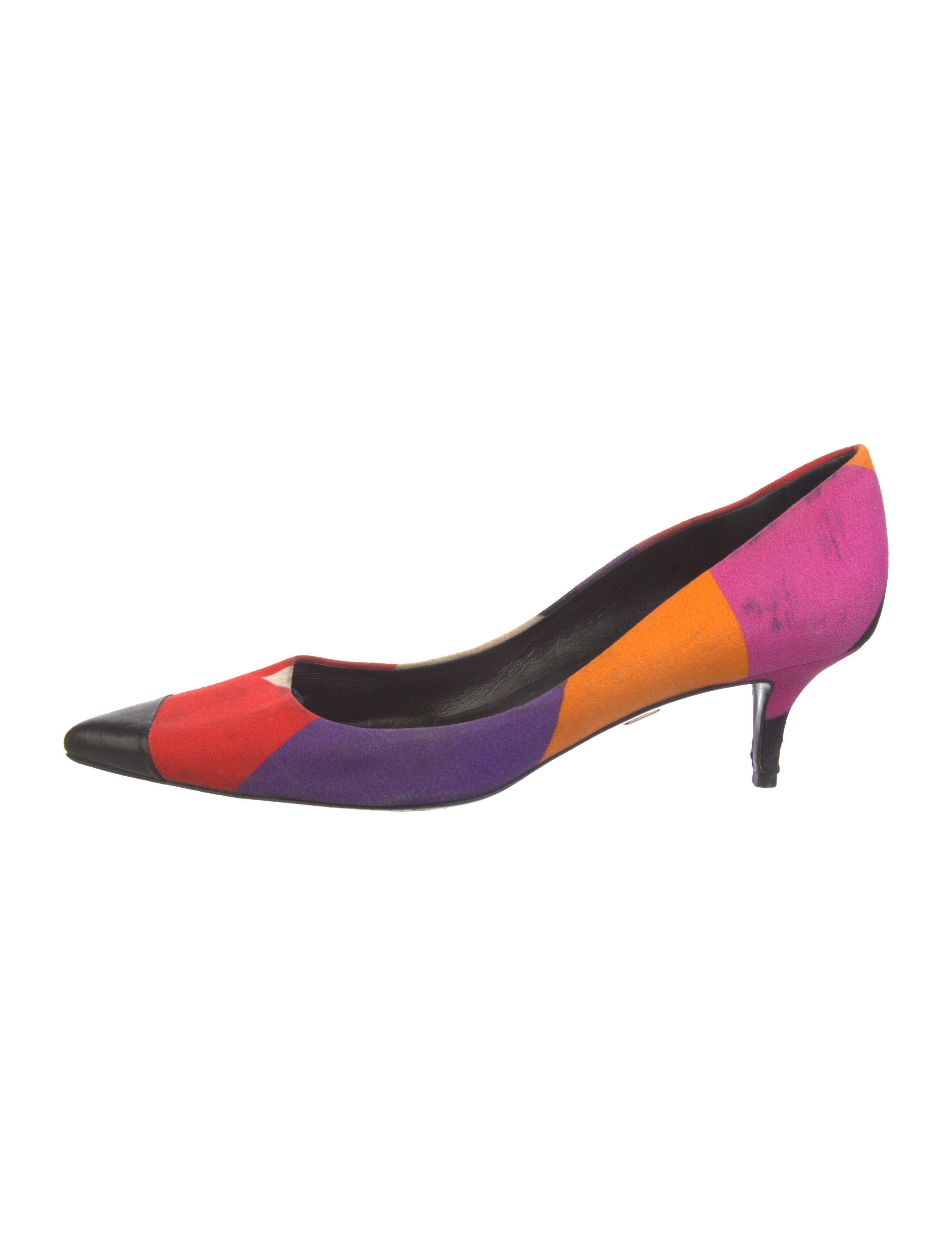Roger Vivier Leather Colorblock Pattern Pumps