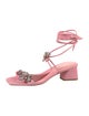 Roger Vivier Suede Floral Print Gladiator Sandals