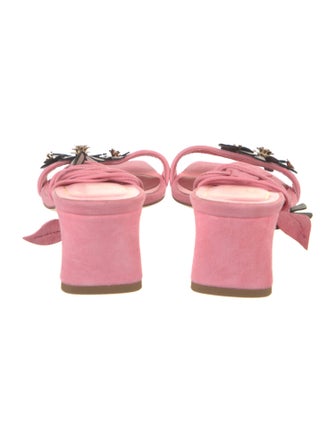 Roger Vivier Suede Floral Print Gladiator Sandals