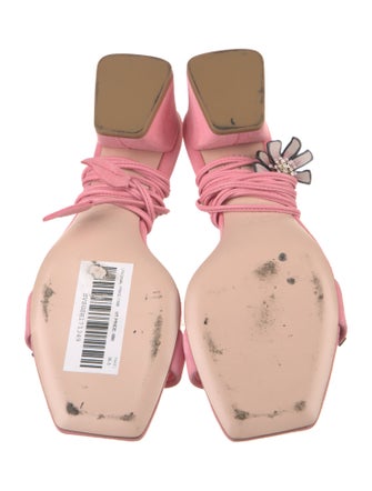 Roger Vivier Suede Floral Print Gladiator Sandals