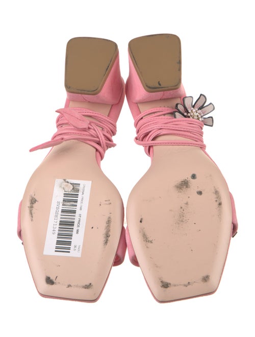 Roger Vivier Suede Floral Print Gladiator Sandals