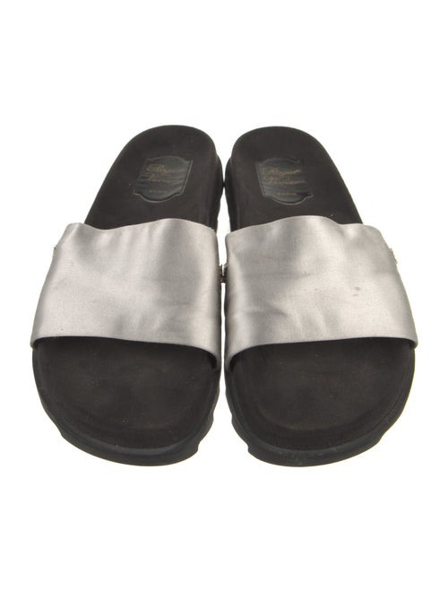 Roger Vivier Satin Crystal Embellishments Slides