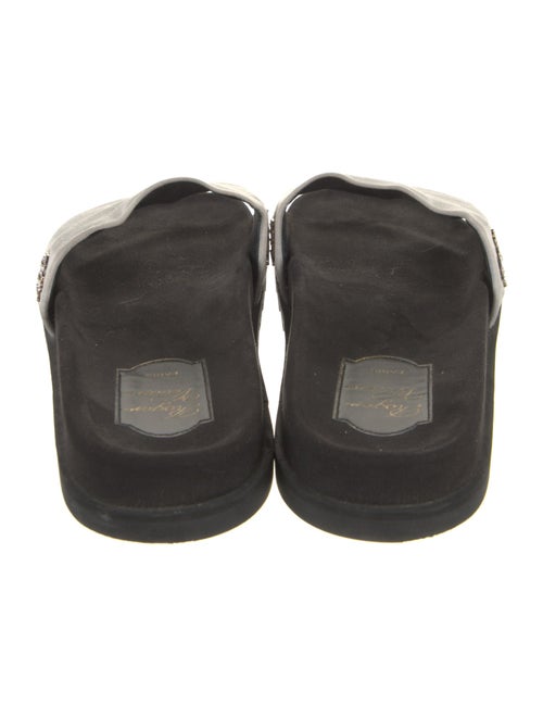 Roger Vivier Satin Crystal Embellishments Slides
