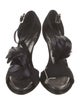 Roger Vivier Satin Feather Trim T-Strap Sandals