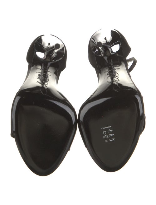 Roger Vivier Satin Feather Trim T-Strap Sandals