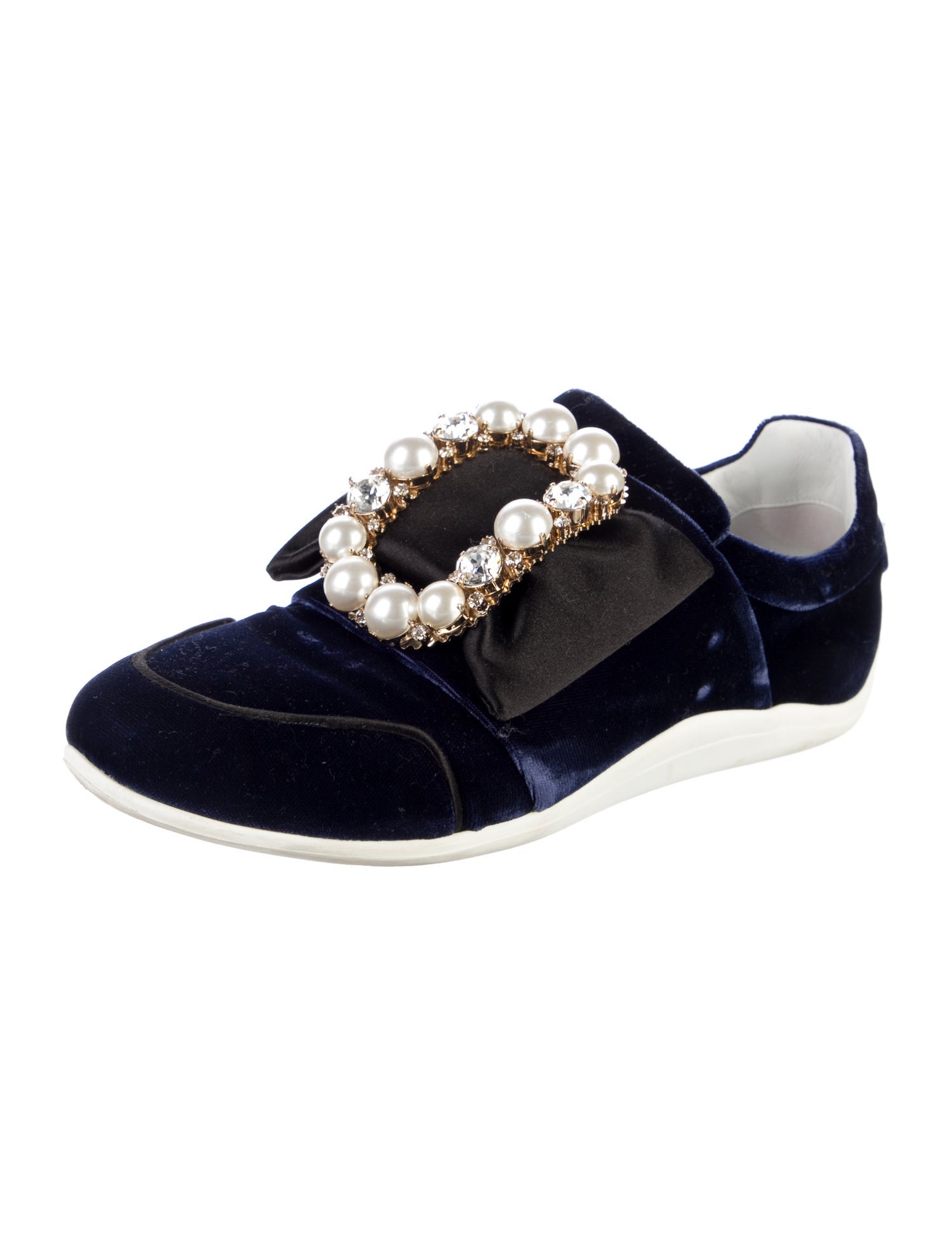 Roger Vivier Velvet Crystal Embellishments Sneakers