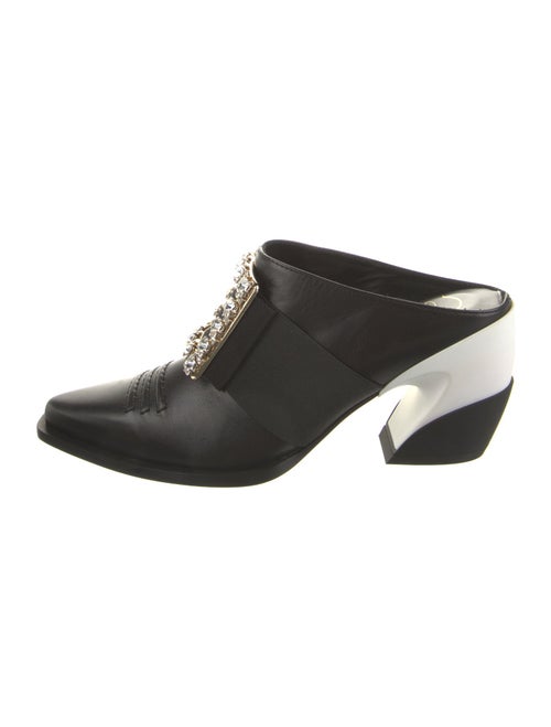 Roger Vivier Leather Crystal Embellishments Mules