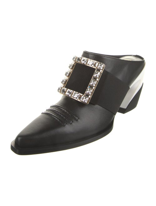 Roger Vivier Leather Crystal Embellishments Mules