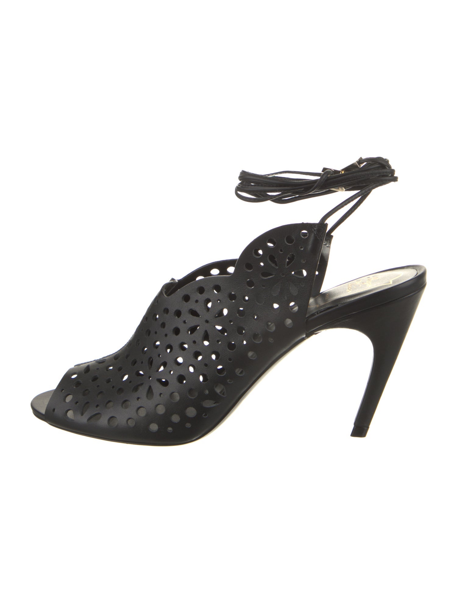 Roger Vivier Leather Cutout Accent Slingback Sandals