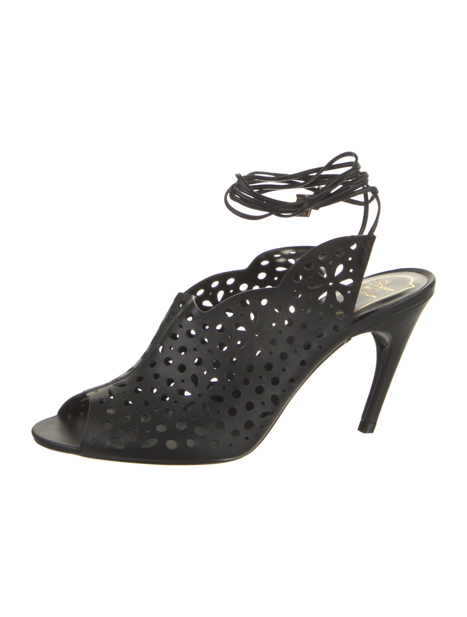 Roger Vivier Leather Cutout Accent Slingback Sandals