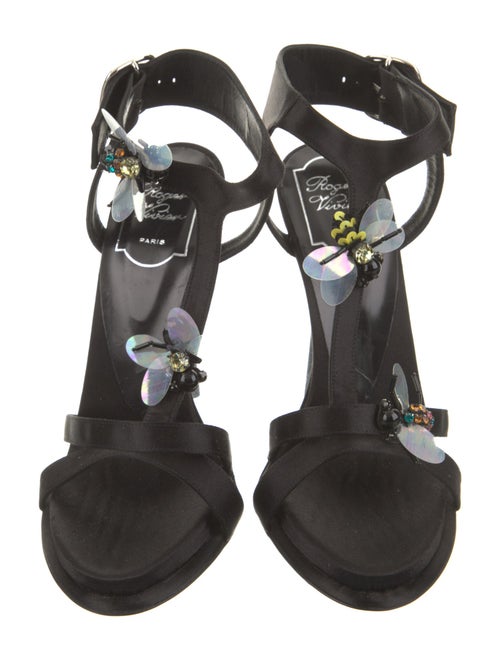 Roger Vivier Satin Sequin Embellishments T-Strap Sandals
