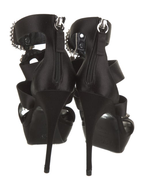 Roger Vivier Satin Crystal Embellishments T-Strap Sandals