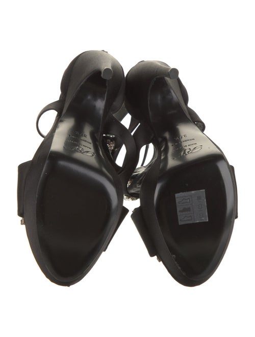 Roger Vivier Satin Crystal Embellishments T-Strap Sandals